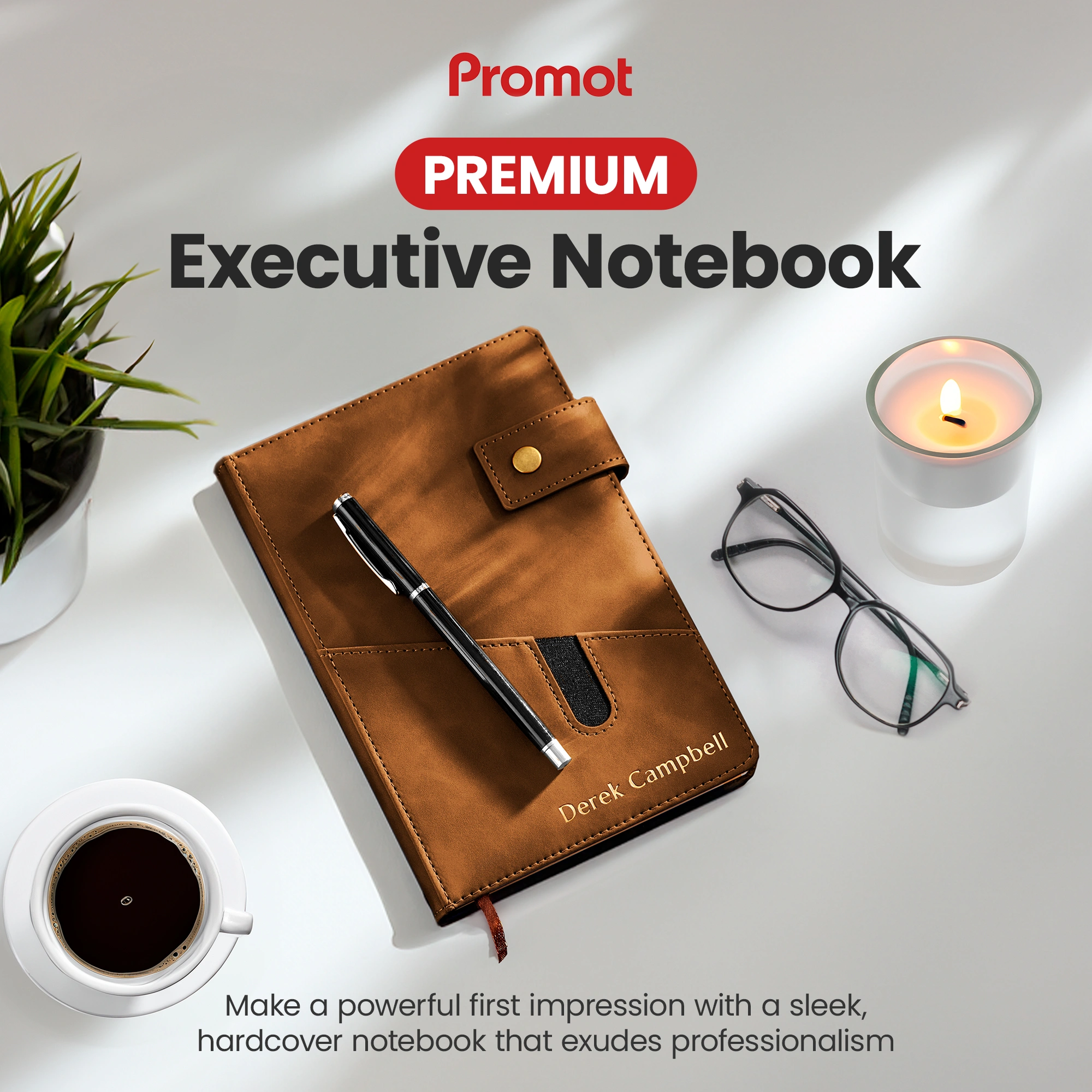 Custom Notebook with Pocket - Brown hover